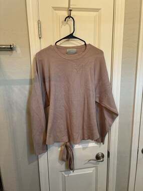 Modern Citizen Long Sleeve Crew Neck Tie-Hem Knit Pullover Sweater